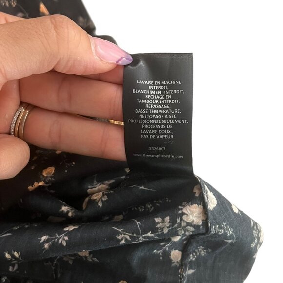 The Vampires Wife Earl Floral Ruffle Layered Midi Dress Black US 6 UK 10 - Picture 11 of 16